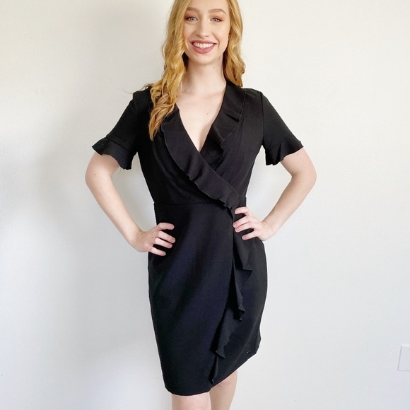 French Connection Little Black Ruffle Dress NWT 8 - Picture 1 of 4